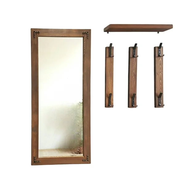 Vestiaire mural - 1 miroir, 3 portemanteaux, 1 étagère HILO