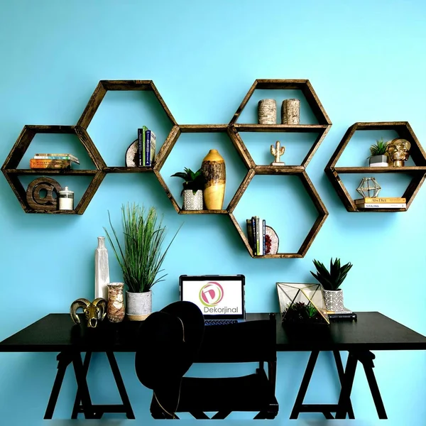 Étagère murale décorative - forme hexagonale, lot de 6 AVIALA