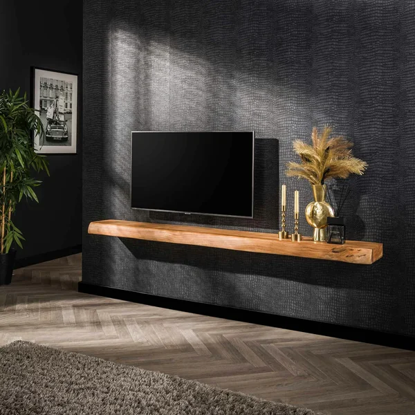 Étagère murale en bois d'acacia épais 2 m MELBOURNE