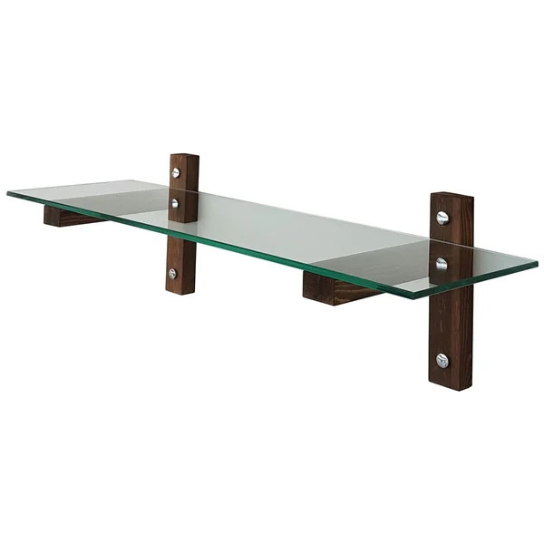 Étagère murale en verre - supports bois foncé LHASA