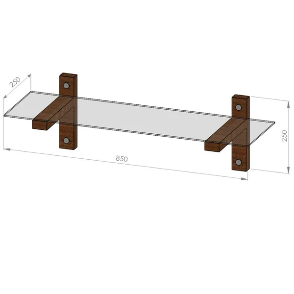 Étagère murale en verre - supports bois foncé LHASA